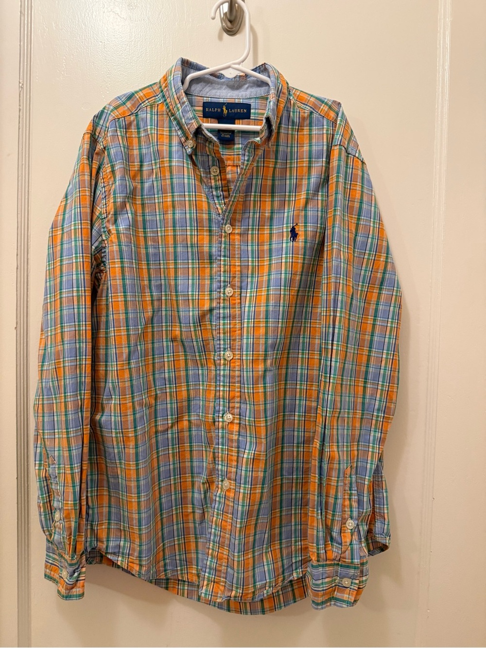 Polo Ralph Lauren Orange, Blue & Green Plaid Button-Down Shirt